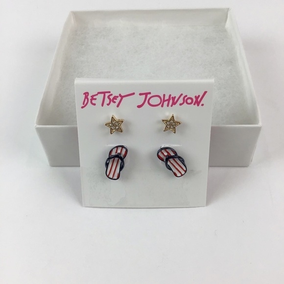 Betsey Johnson Flip Flop Star Earring Stud Set - Picture 3 of 5